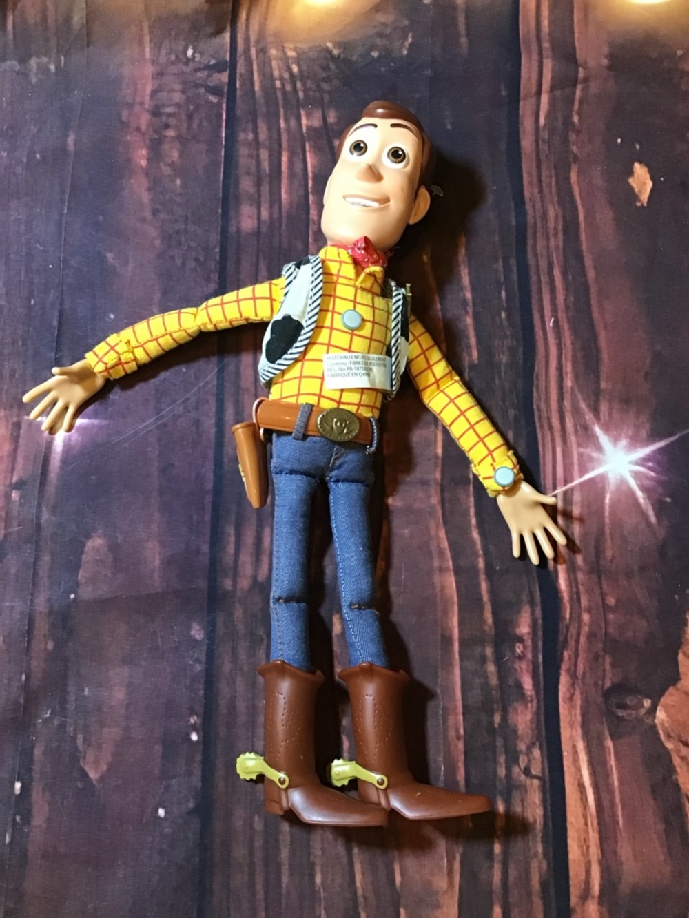 Disney Pixar Toy Story woody talking plush w/bonnie on foot works